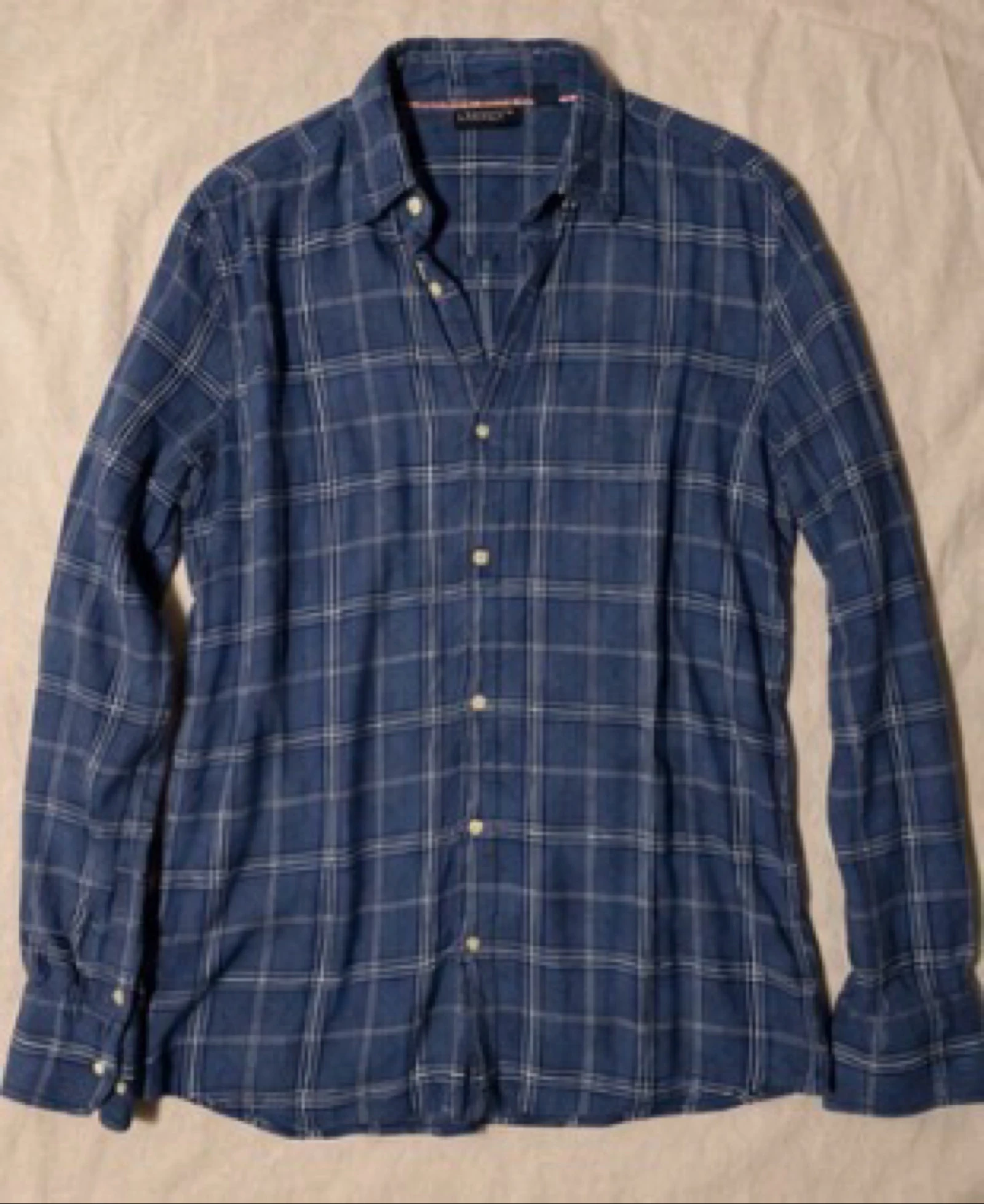 Chemise homme Livergy bleue à carreaux manches longues – Taille L (41/42) – photo 2